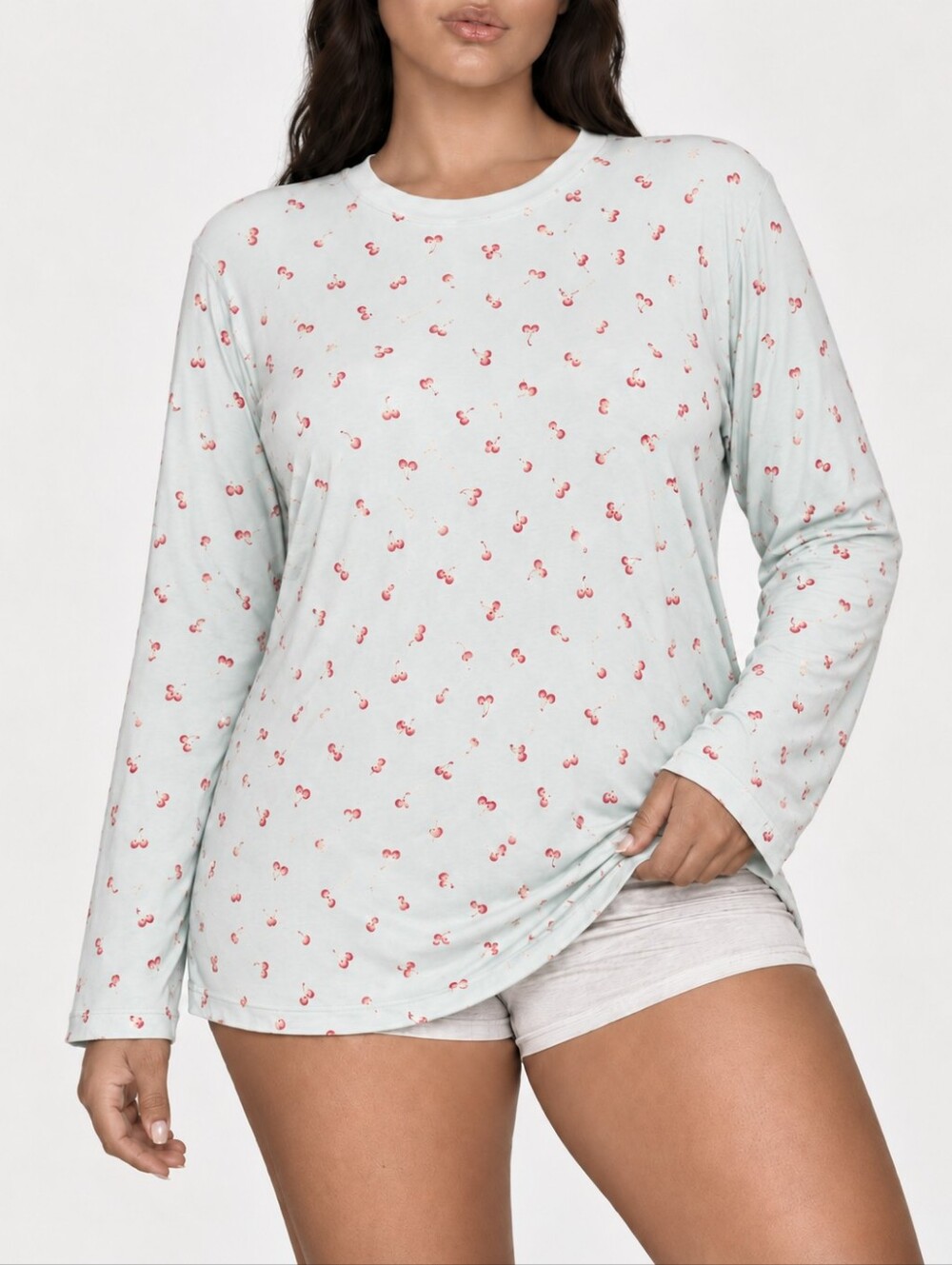 SKIMS Boyfriend Long Sleeve Cloud Cherry Print Limited Edition Lounge Top XL